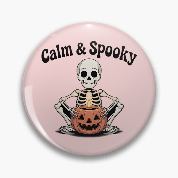 Item preview, Calm & Spooky Skeleton Sitting with Pumpkin Candle – Cozy Halloween Design designed and sold by Raw Tigers.