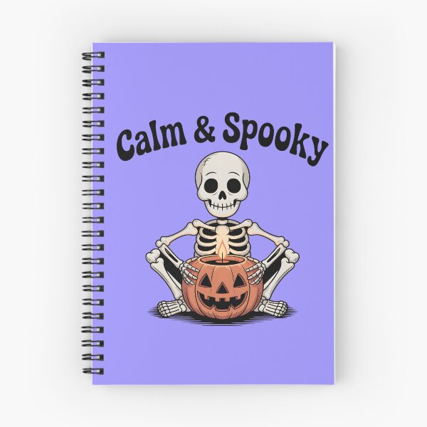 Item preview, Calm & Spooky Skeleton Sitting with Pumpkin Candle – Cozy Halloween Design designed and sold by Raw Tigers.