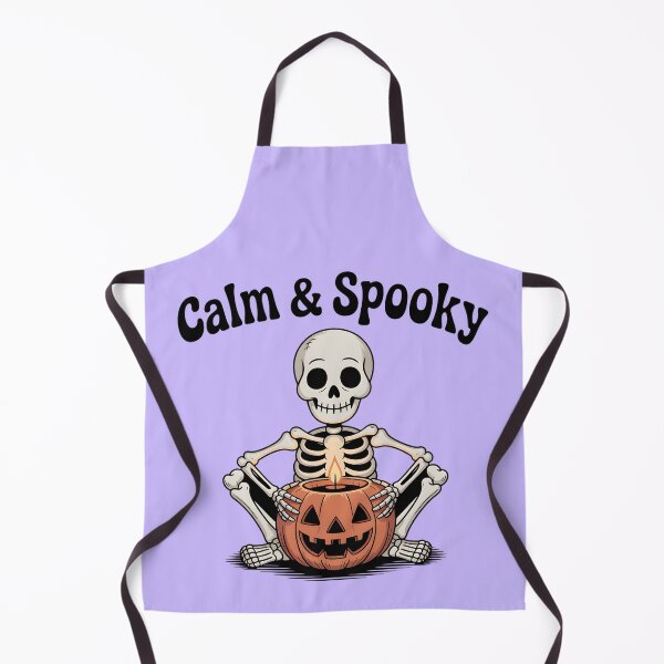 Item preview, Calm & Spooky Skeleton Sitting with Pumpkin Candle – Cozy Halloween Design designed and sold by Raw Tigers.