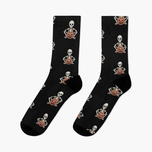 Item preview, Calm & Spooky Skeleton Sitting with Pumpkin Candle – Cozy Halloween Design designed and sold by Raw Tigers.