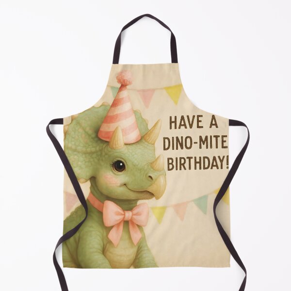 Item preview, Have a Dino-Mite Birthday! – Cute Triceratops Girl with Bow designed and sold by EmeraldeaArt.