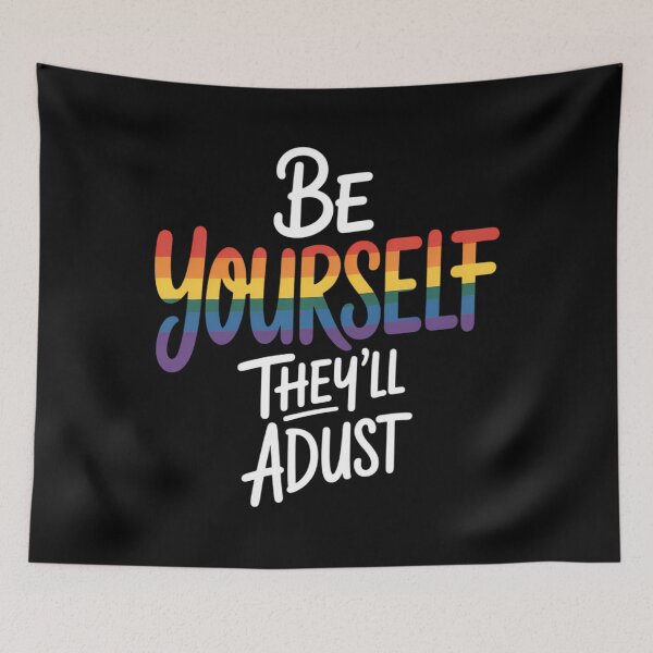 Item preview, Be Yourself They'll Adjust LGBTQ Rainbow Flag Gay Pride Ally designed and sold by papertaless.