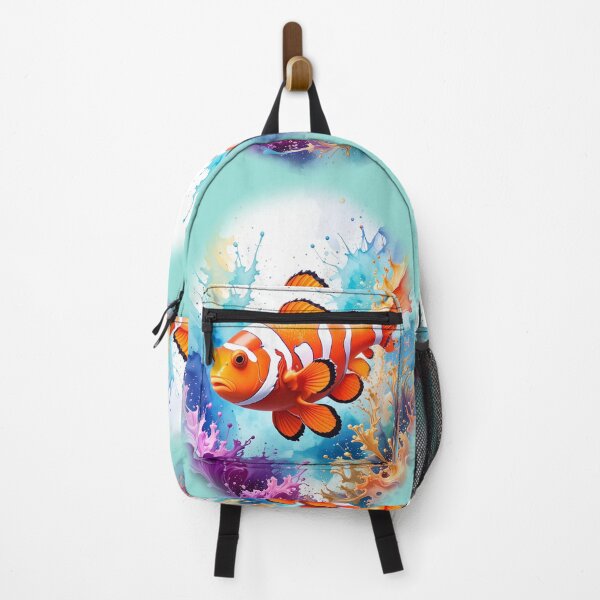 Item preview, Vibrant watercolor clownfish colorful paint splash ocean art print designed and sold by icemanphotos.