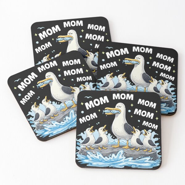 Item preview, Funny Tired Seagull Mom Feeding Hungry Chicks Illustration designed and sold by haitrieuic96.