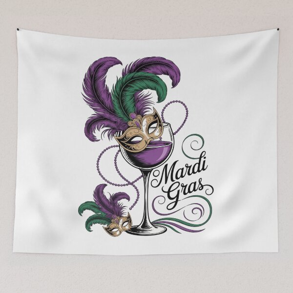 Item preview, Mardi Gras Glass Of Wine Drinking Team Masked Wine Festival designed and sold by Formatage.