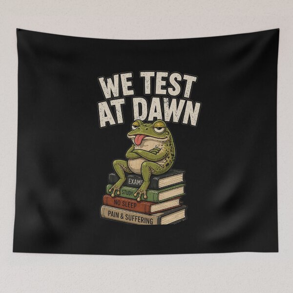 Item preview, We Test At Dawn Funny Frog Test Day Exam Humor T-Shirt, Student Meme Tee, College Finals Week, Study Stress Funny Gift designed and sold by VibeOffline Studio.
