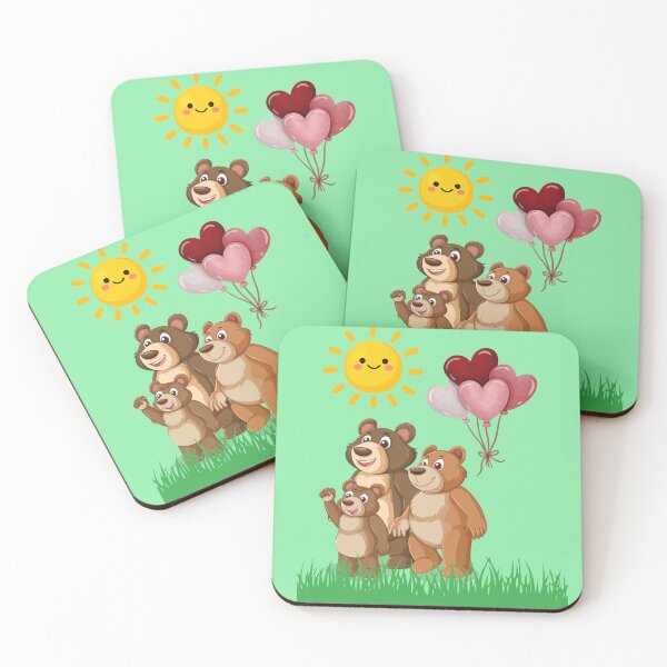 Item preview, Cute Teddy Bear Family with Balloons designed and sold by EveOnlineStory.