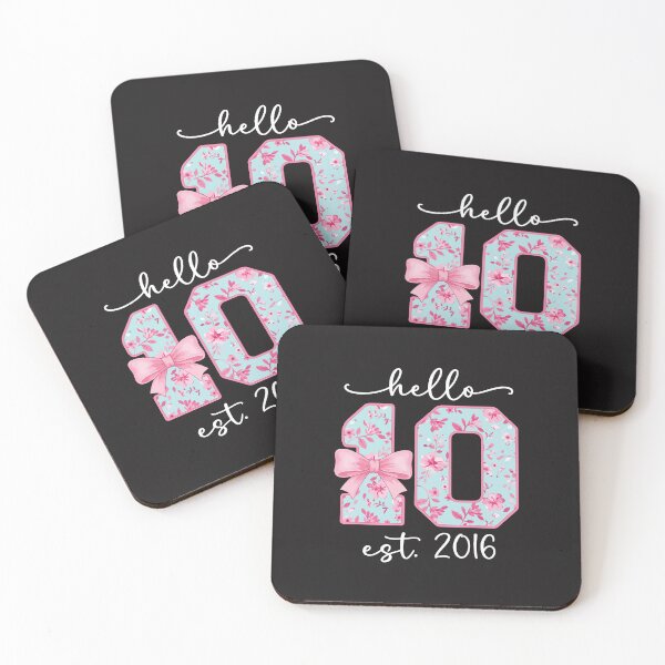 Item preview, Hello Ten Est 2016 Cute Pink Bow 10th Birthday Girl Party Design designed and sold by kiralynstration.