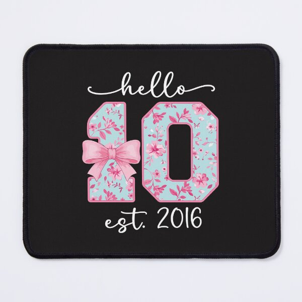 Item preview, Hello Ten Est 2016 Cute Pink Bow 10th Birthday Girl Party Design designed and sold by kiralynstration.