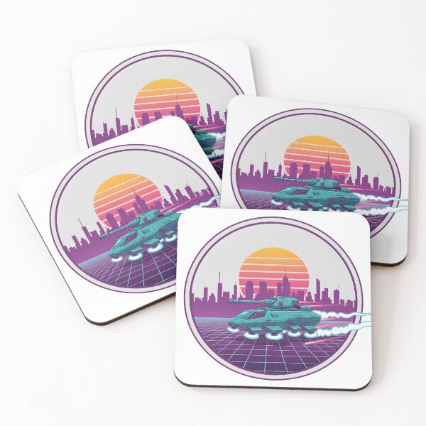 Item preview, Retro Futuristic Hover Tank Neon Sunset Cyberpunk Style. designed and sold by The-T-In-Retro.