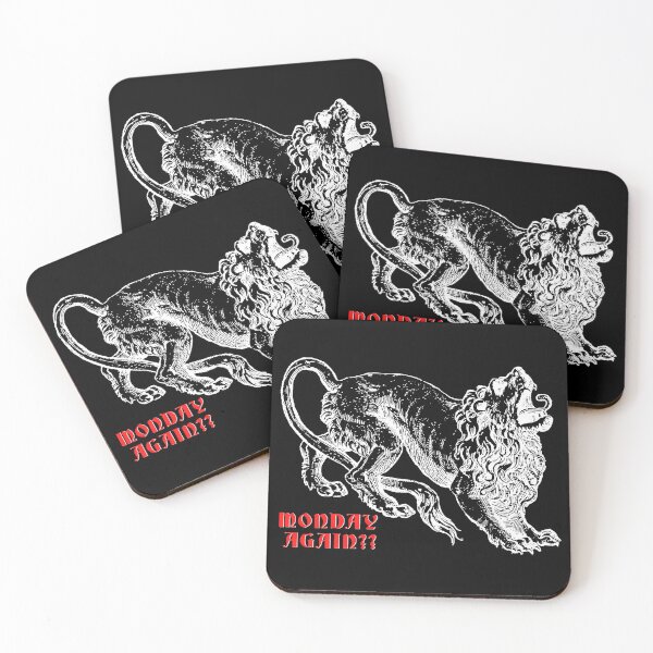 Item preview, Monday Again?? - Medieval lion engraving - white print designed and sold by R-A Designs.