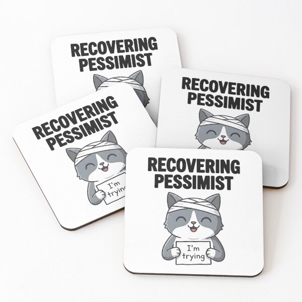 Item preview, Recovering Pessimist Cute Cat - Kawaii Mental Health & Optimism Design 2 designed and sold by Recovering Pessimist.