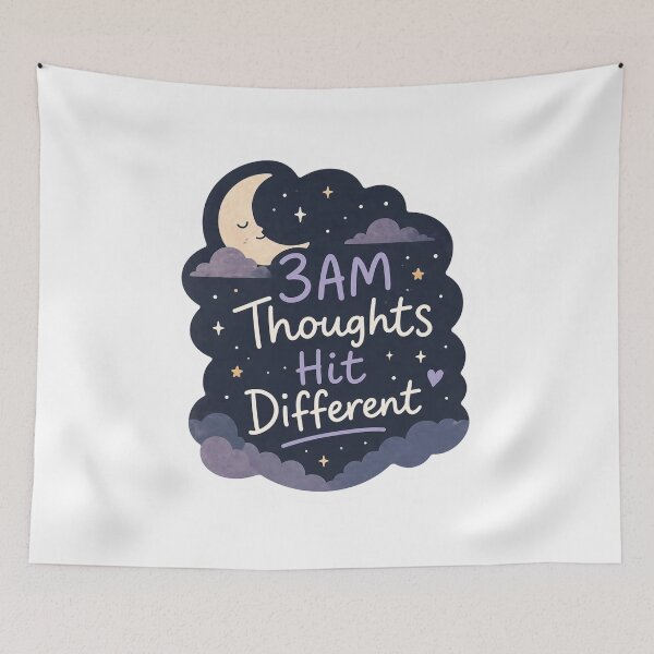 Item preview, 3AM Thoughts Hit Different Sticker – Night Overthinking Aesthetic Moon Stars Minimal designed and sold by Elviqus Shop.