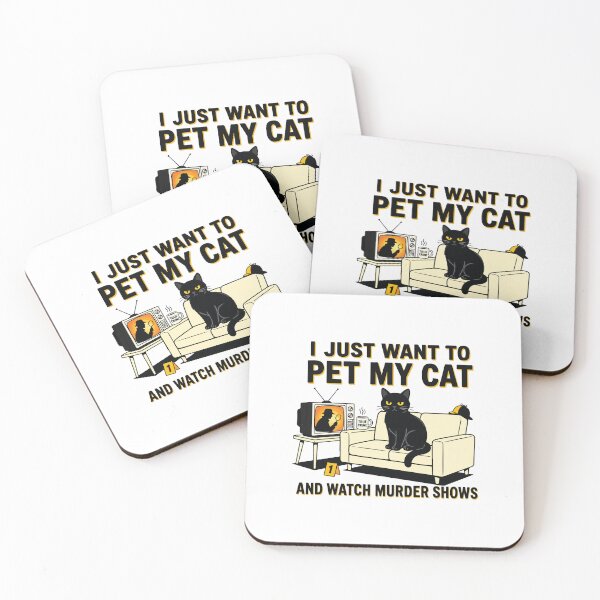 Item preview, I Just Want To Pet My Cat And Watch Murder Shows Funny Cat Lover True Crime Design designed and sold by kiralynstration.