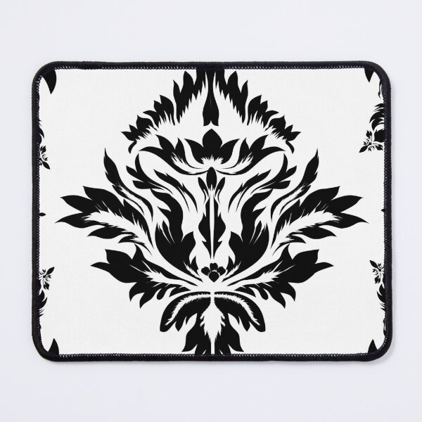 Item preview, Classic black damask floral ornament on white background designed and sold by AdesignbyG.