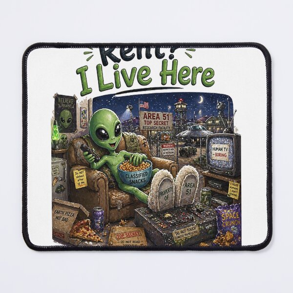 Item preview, Funny Alien Shirt – Rent? I Live Here, Area 51 Alien T-Shirt, Cute UFO Humor Tee, Sci-Fi Meme Shirt, Alien Lover Gift designed and sold by MangadiDesigns.