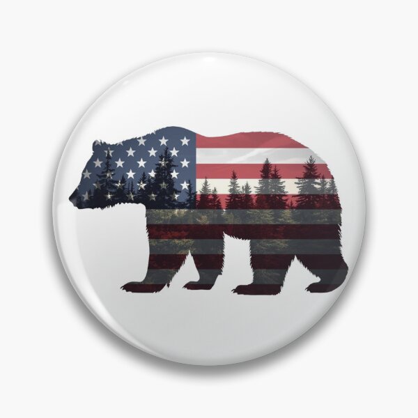 Item preview, Forest Bear Silhouette with Patriotic Landscape designed and sold by KapiPrint.