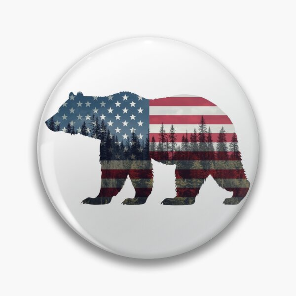 Item preview, Forest Bear Silhouette with Patriotic Landscape designed and sold by KapiPrint.