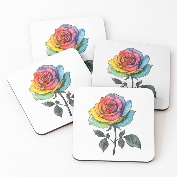 Item preview, Rainbow Rose flower watercolor designed and sold by uunaa.
