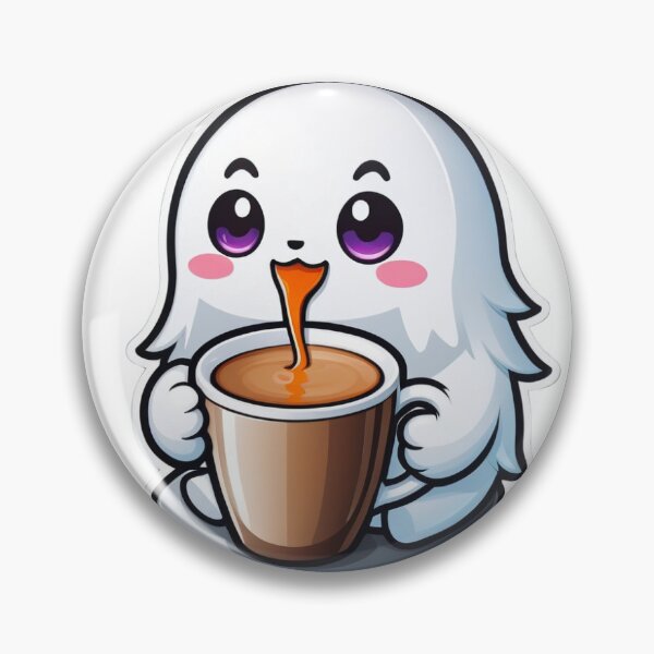 Item preview, Cute ghost Drinking Coffee Sticker designed and sold by StickFeels2.