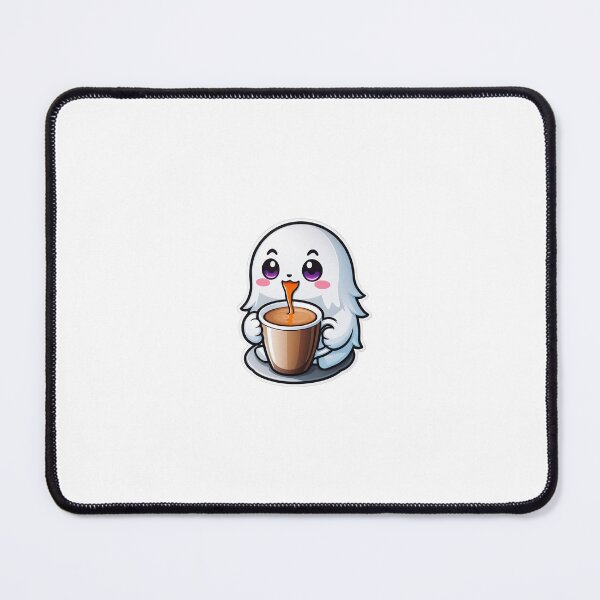 Artikelvorschau, Niedlicher Geist trinkt Kaffee-Aufkleber entworfen und verkauft von StickFeels2.