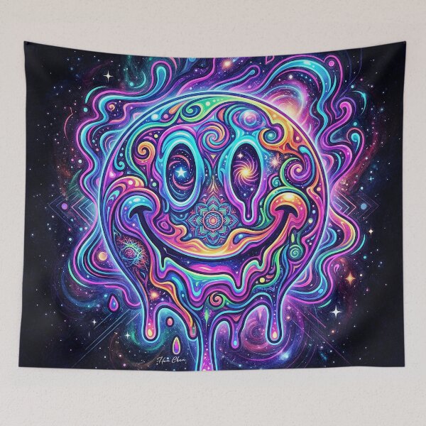 Artikelvorschau, Abgefahrenes, schmelzendes kosmisches Smiley-Gesicht entworfen und verkauft von Hen-C-Art.