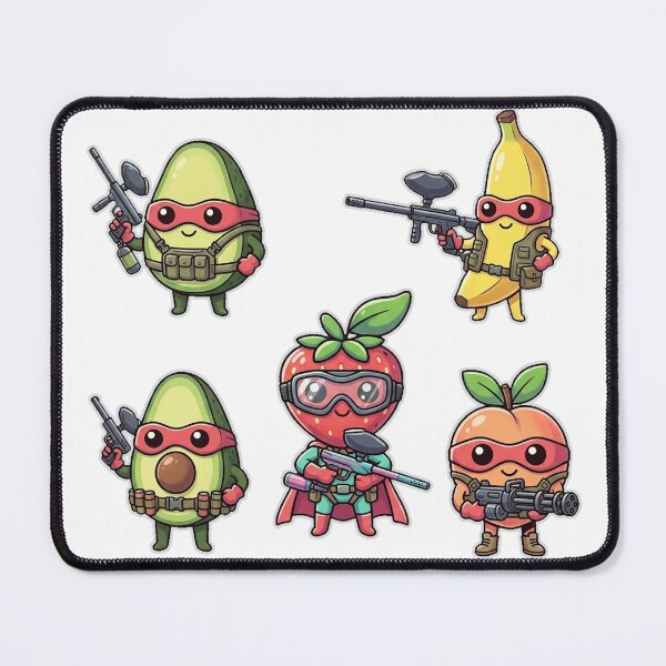 Item preview, Kawaii paintballing fruit bundle, 2xavocado, banana, strawberry and peach designed and sold by PaintballCrew.