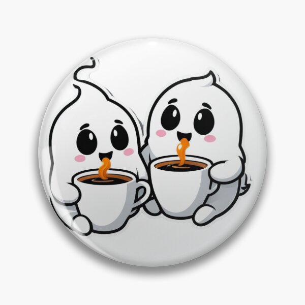 Item preview, CuteTwo ghost Drinking Coffee Sticker designed and sold by StickFeels2.