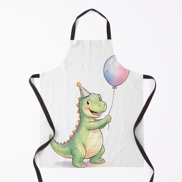 Item preview, Cute Watercolor Baby Dino – Balloon & Party Hat Illustration designed and sold by EmeraldeaArt.