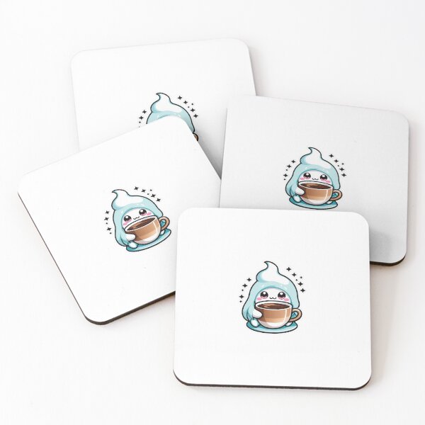 Item preview, ghost drinking coffee kawaii sticker designed and sold by StickFeels2.