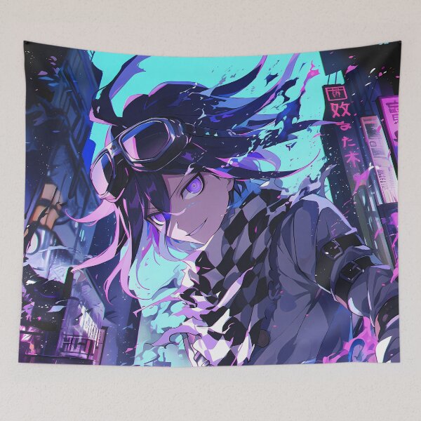 Item preview, Kokichi Ouma Danganronpa Cyberpunk Neon Night City Trickster designed and sold by bystudiolereve.