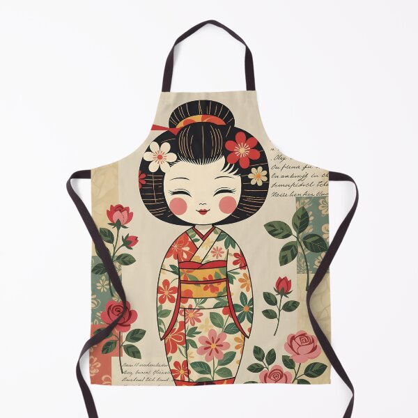 Item preview, A retro collage of a cute kokeshi doll. designed and sold by Ponted.