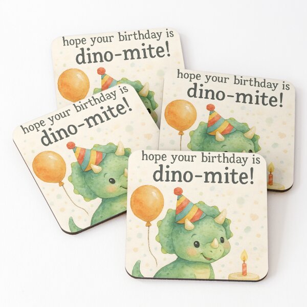 Item preview, Have a Dino-Mite Birthday! – Cute Triceratops Watercolor Party Scene designed and sold by EmeraldeaArt.