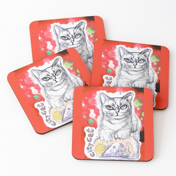 Item preview, City Cat Night Out For A Pizza (Original Drawing by ACCI) designed and sold by VanyssaGraphics.