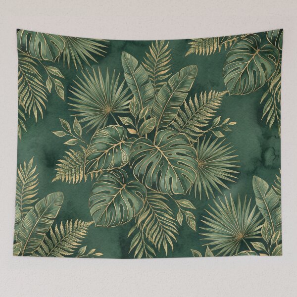Item preview, Luxury Green Gold Tropical Leaves Monstera Palm Botanical Jungle Decor designed and sold by NdesignTrend.