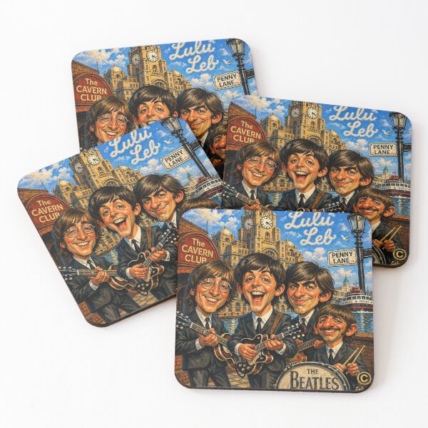 Item preview, The Beatles in Liverpool Caricature Unique handpainted Art designed and sold by LuluLeb.