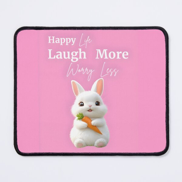 Item preview, Laugh More Worry Less quoted products with a cute rabit printed on it designed and sold by Brewgoodness.
