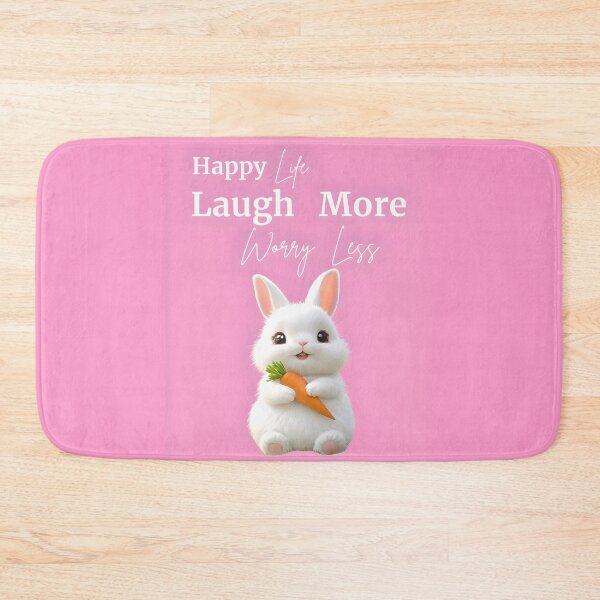 Item preview, Laugh More  Worry  Less  quoted   products  with a  cute  rabit  printed on it designed and sold by Brewgoodness.