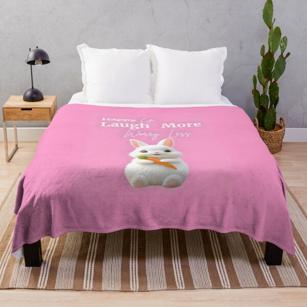 Item preview, Laugh More  Worry  Less  quoted   products  with a  cute  rabit  printed on it designed and sold by Brewgoodness.