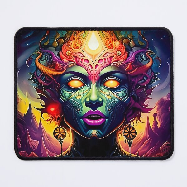 Item preview, Psychedelic Goddess Face – Neon Cosmic Fantasy Portrait designed and sold by Dominik1994.