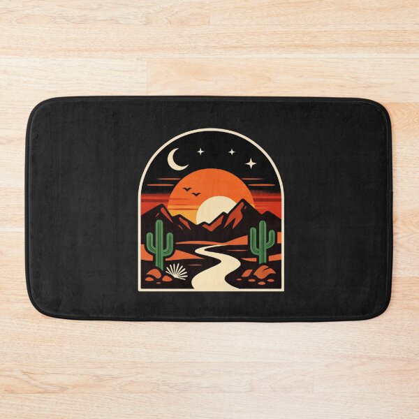 Item preview, Midnight Desert Wanderer Under a Crescent Moon and Glowing Sunset Sun designed and sold by Owcomm.