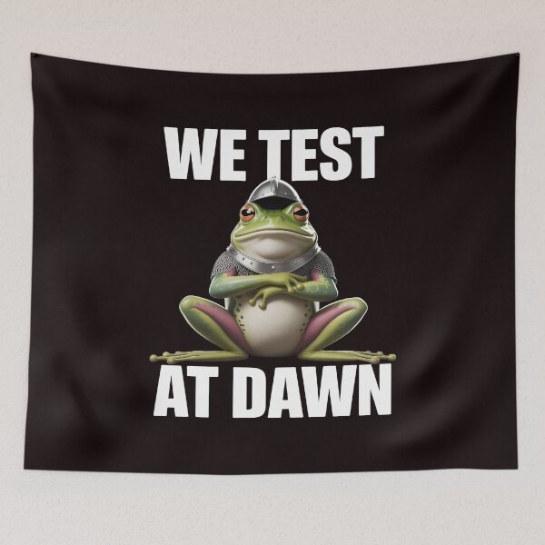 Item preview, We Test At Dawn Funny Frog Test Day – Testing Day Exam Frog Meme designed and sold by Redgiant87x.