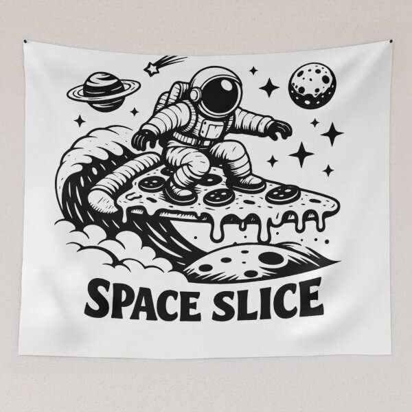 Item preview, Space Slice Astronaut Surfing Pizza in Outer Space designed and sold by Owcomm.