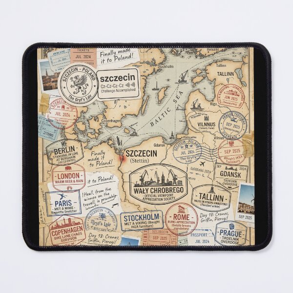 Item preview, Szczecin Baltic Sea European Passport Stamp Collage designed and sold by ryanguas.