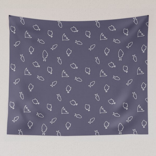 Item preview, Seamless pattern of white fish outline on Rhodonite color background designed and sold by VitSArt.