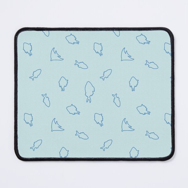 Item preview, Seamless pattern of Blue fish outline on light blue background designed and sold by VitSArt.