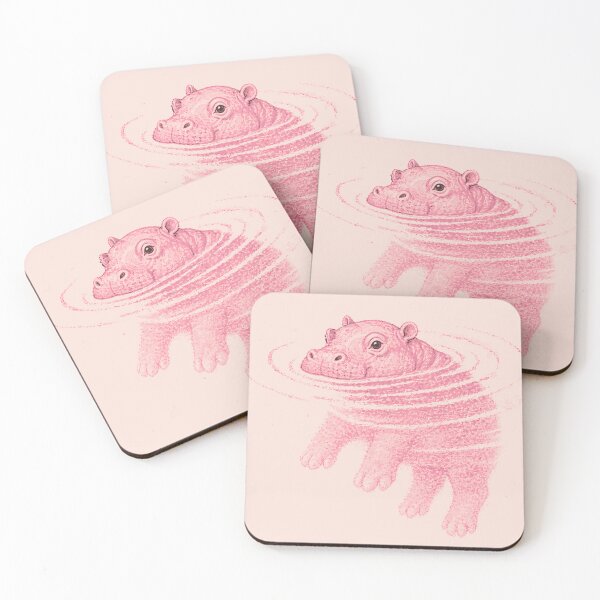 Item preview, Pink Hippopotamus | Funny Hippo designed and sold by Funny Vintage Stickers And T-Shirts.