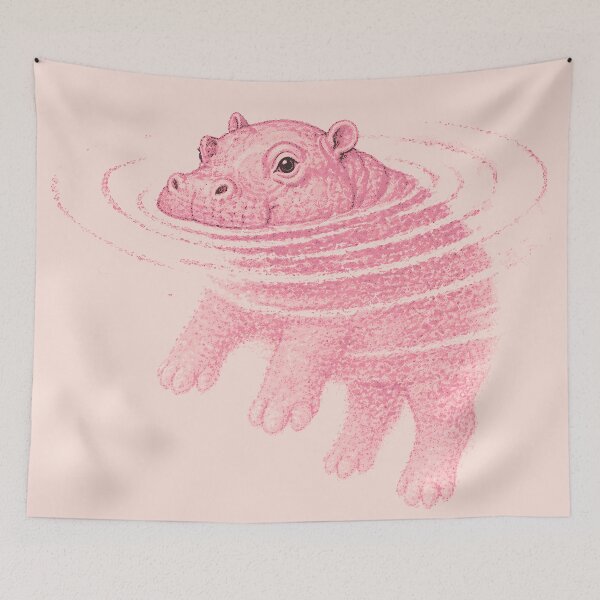 Item preview, Pink Hippopotamus | Funny Hippo designed and sold by Funny Vintage Stickers And T-Shirts.