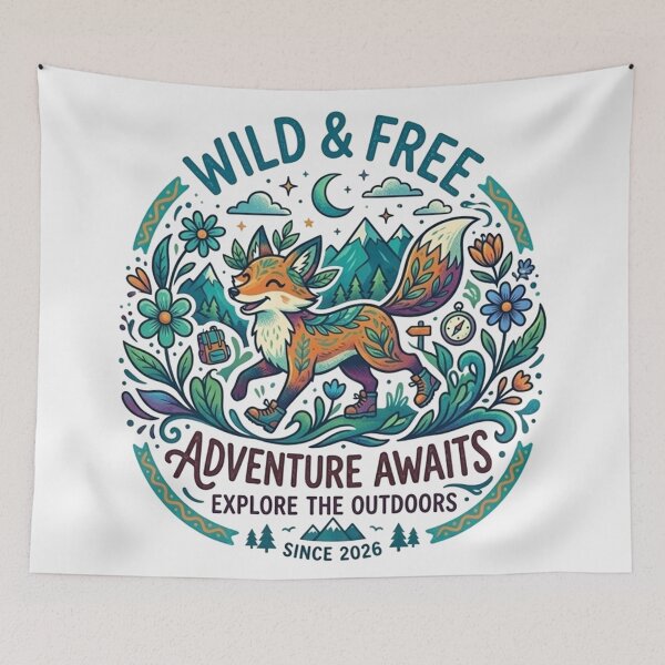 Item preview, Wild & Free Adventure Awaits Explore The Outdoors Since 2026 Fox designed and sold by Owcomm.