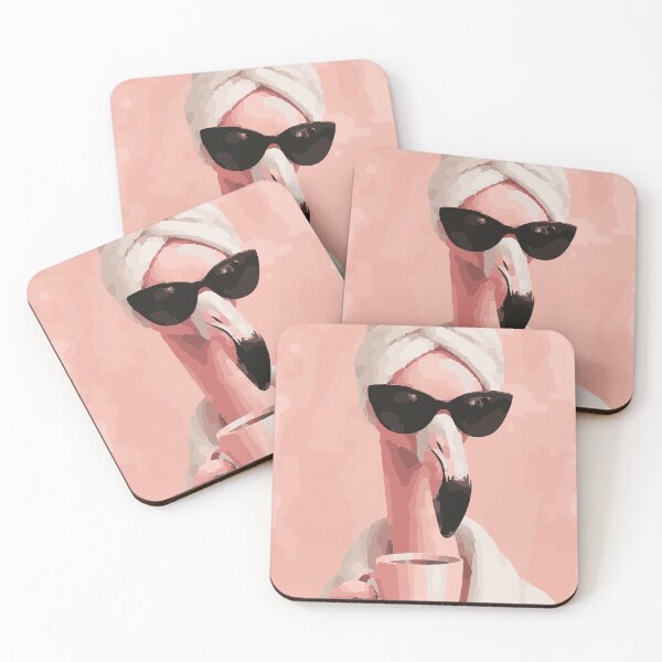 Item preview, Flamingo Coffee Print, Pink Wall Art, Chic Animal Poster, Spa Aesthetic Decor designed and sold by Moss and Moon Studio.